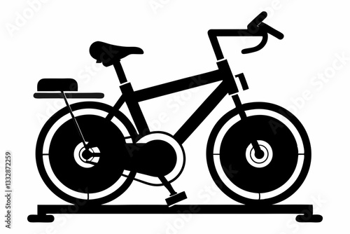 stationary bike line art silhouette vector illustration