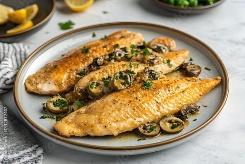 Delicious Pan-Seared Fish Fillets with Creamy Mushroom Sauce
