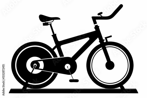stationary bike line art silhouette vector illustration