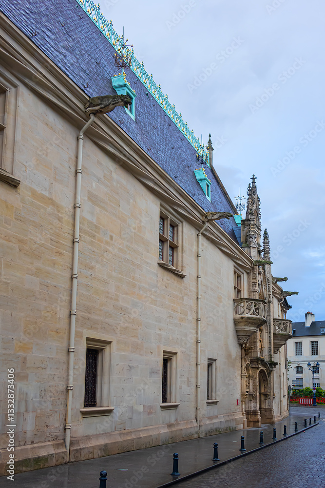 Architectural fragments of Ducal Palace of Nancy (Palais ducal du Nancy, XV century). Now palace is a museum Lorrain, dedicated to art, history and traditions of Lorraine. Nancy, Lorraine, France.