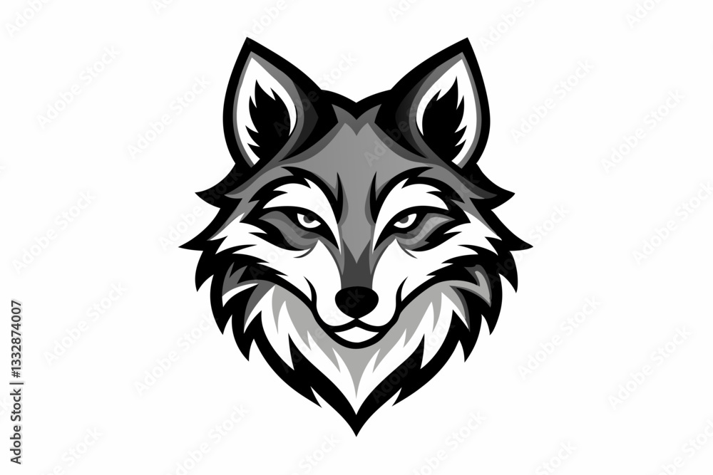 Fototapeta premium wolf head logo line art silhouette vector illustration