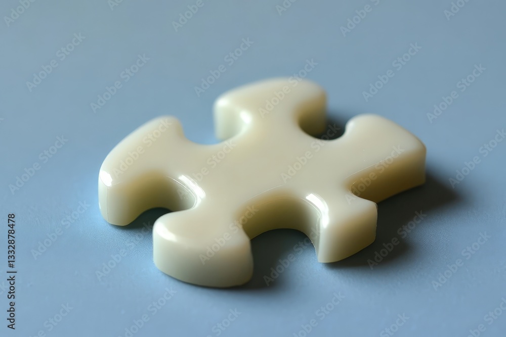 Obraz premium A single ivory colored puzzle piece resting on a surface