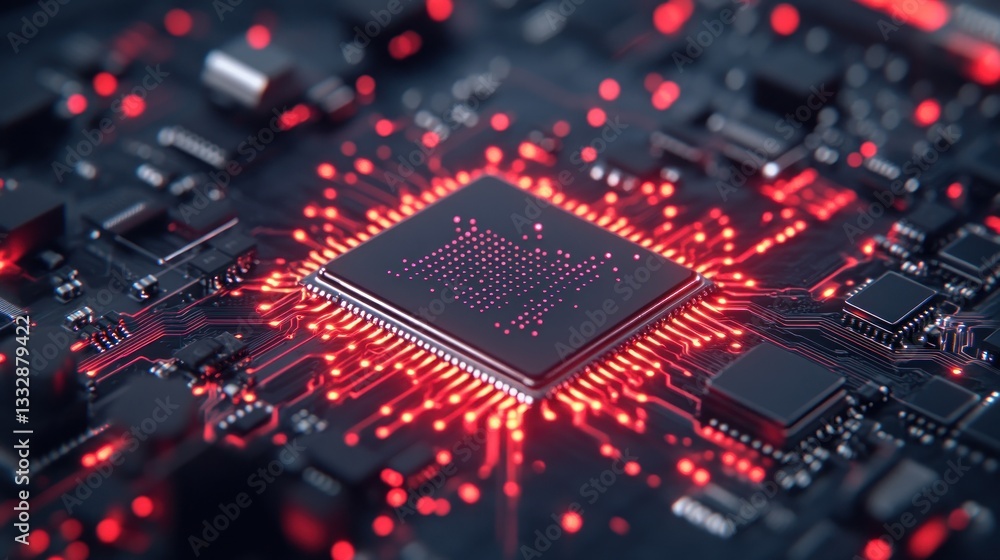 High-Tech Circuit Board: Microchip Close-Up High-Tech Circuit Board: Microchip Close-Up