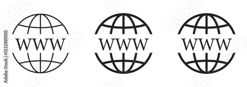 globe outline icon. Linear vector from furniture concept. 6 different line style globe icon included thin, light, regular, medium, bold, black
