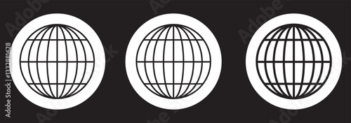 Globe icon set. Go to web symbol icon. Collection www symbol, Web icon, website, homepage icon set, earth clip art, globe symbol. Globe with arrow. Editable stroke. Vector illustration.