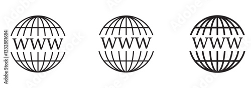 World globe icons set. Earth globe sign. Round and flatten planet symbol. Graphic elements. Vector.