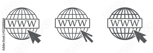 World globe icons set. Earth globe sign. Round and flatten planet symbol. Graphic elements. Vector.