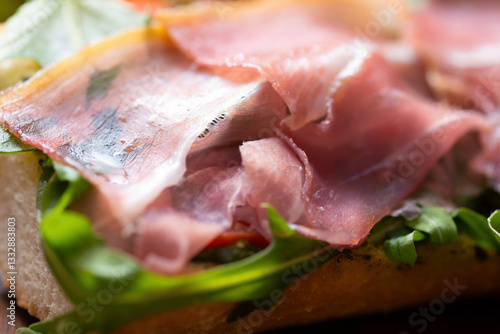 Obraz na płótnie italian parma ham crouton w salonie