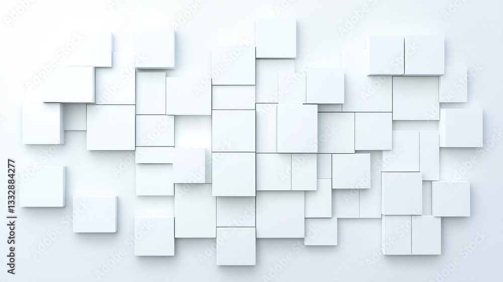 Abstract White Cube Composition: A Modern Minimalist 3D Render Abstract White Cube Composition: A Modern Minimalist 3D Render