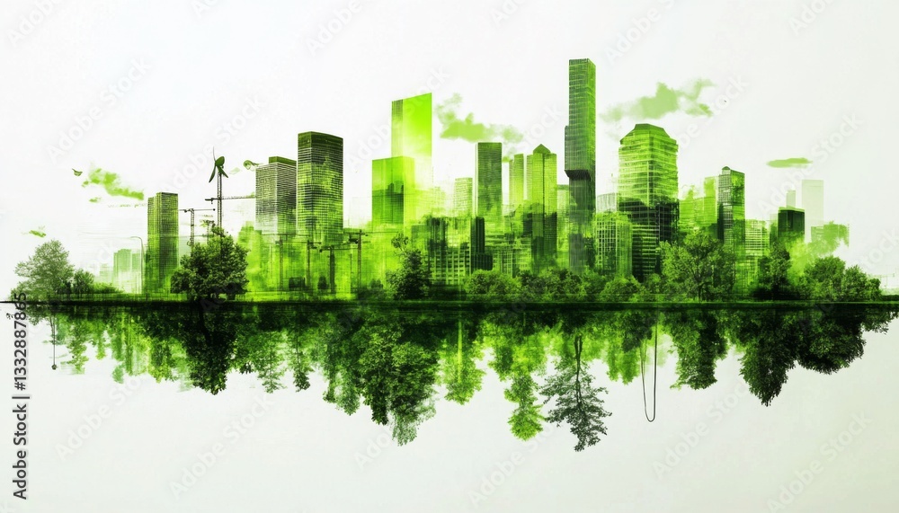 Obraz premium A city focused on sustainable engineering practices. 