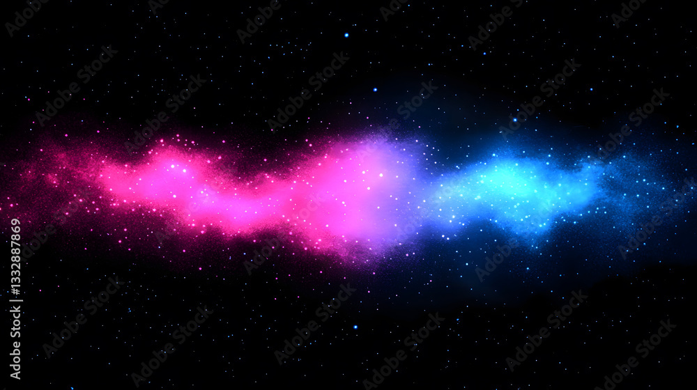 Fototapeta premium Pink and Blue Cosmic Nebula in Space Vibrant Galaxy Background