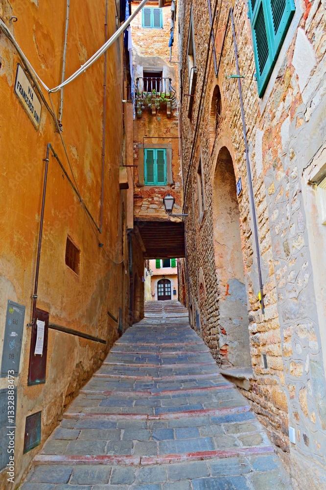 Fototapeta premium view of the ancient Tuscan village of Campiglia Marittima in Livorno, Italy