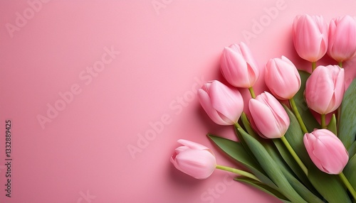 Wallpaper Mural pink tulips on pink paper background Torontodigital.ca