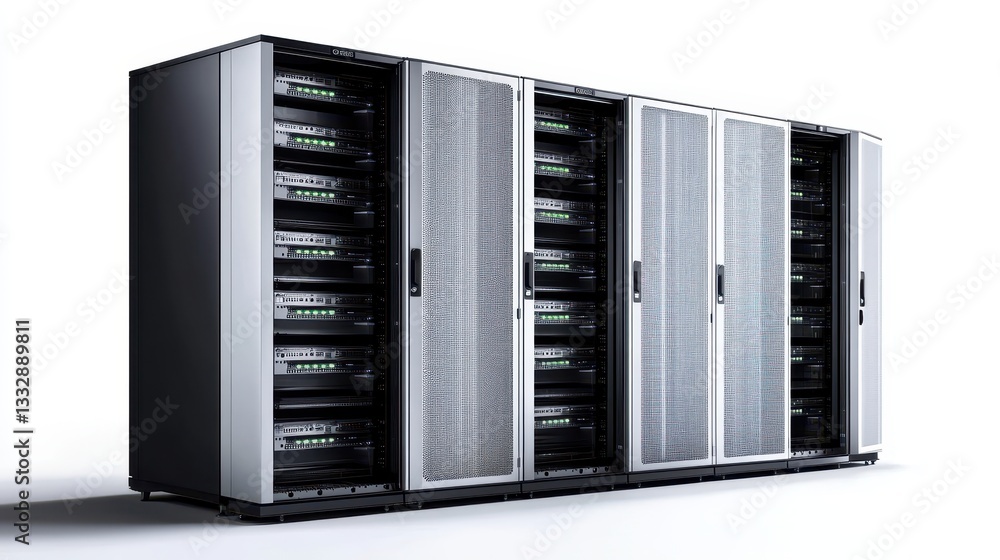 Three large servers showcased against a clean white backdrop.
