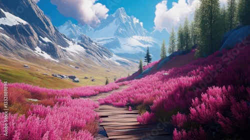Stunning mountain valley featuring breathtaking natural beauty.