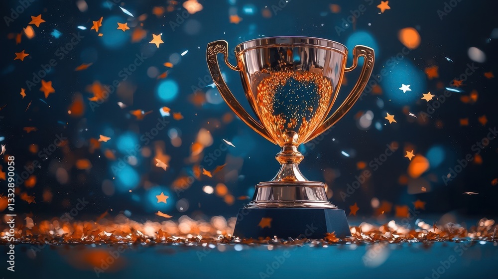 The elegance of a champion's golden trophy, highlighted by unique star designs.