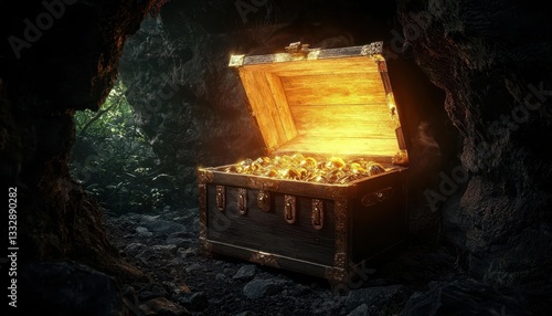 Obraz na płótnie A captivating scene of ancient riches hidden in a pirate's lair. w salonie