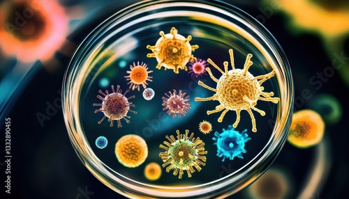Obraz na płótnie The intricate world of bacteria and viruses captured in a petri dish. w salonie