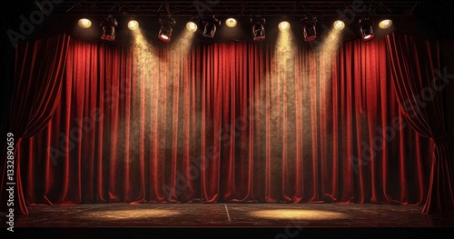 Obraz na płótnie Captivating theater ambiance highlighted by the vibrant red curtain drape. w salonie