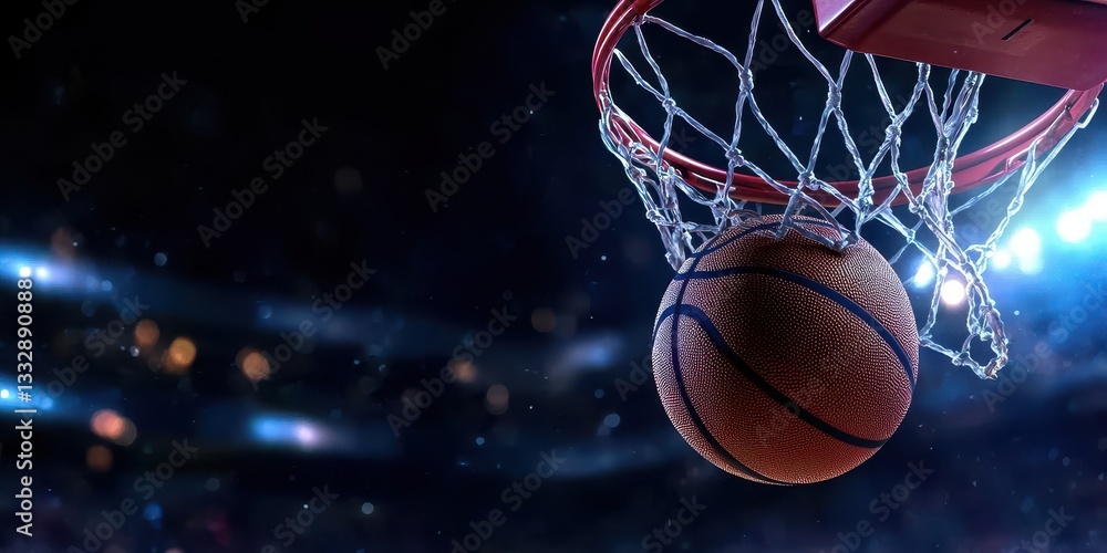 Eye-catching basketball tournament banner featuring a ball.