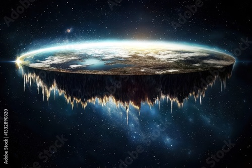 Obraz na płótnie Exploring the Concept of a Flat Earth in Space w salonie