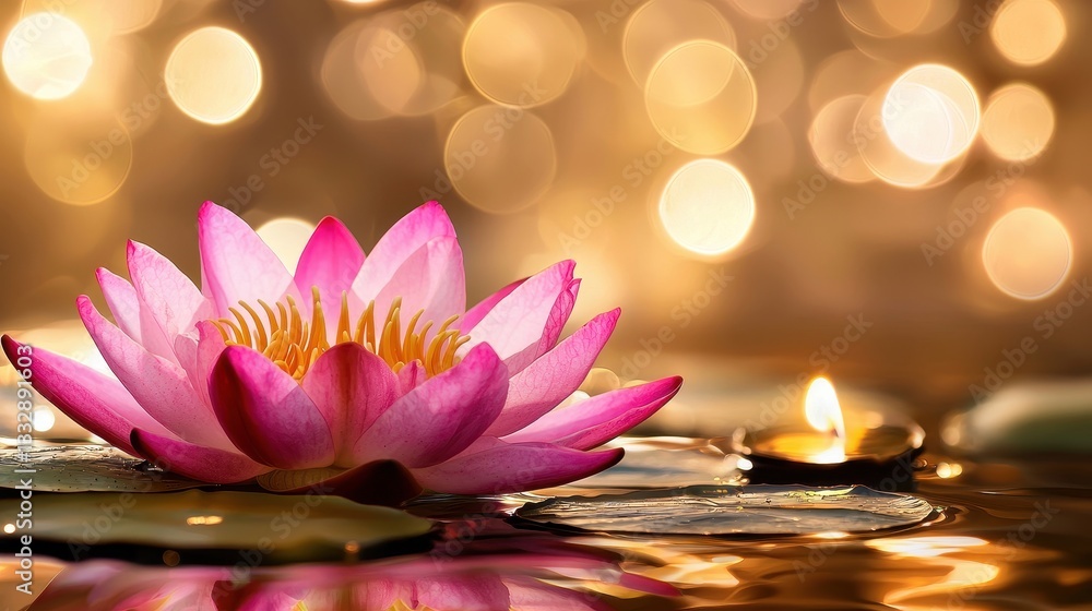 A tranquil representation of Buddha's birthday in floral form.