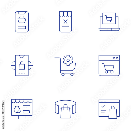 E-commerce icons set. Thin Line style, editable stroke. ecommerce, online shopping, shop, virtual reality