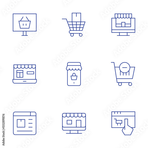 E-commerce icons set. Thin Line style, editable stroke. online shop, sale, shopping cart, shopping online, online shopping, online order, ecommerce