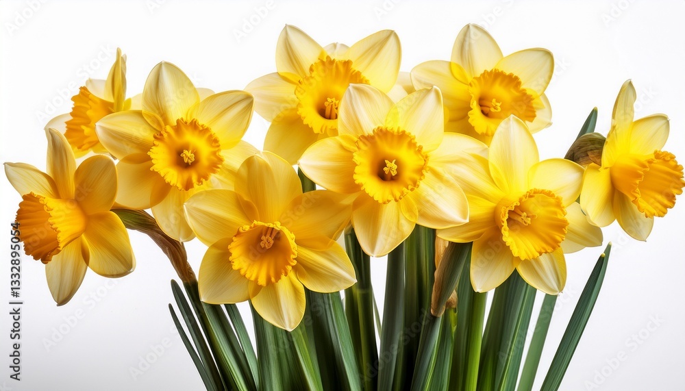 Obraz premium yellow daffodils flowers isolated on white background