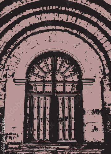 Old church door and archway in Spain