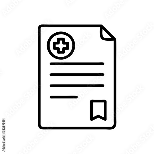 Medical document icon in black outline style