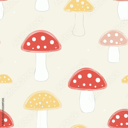 Whimsical Fungi and Mushroom Pattern