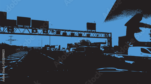 Motorway high contrast abstract silhouette