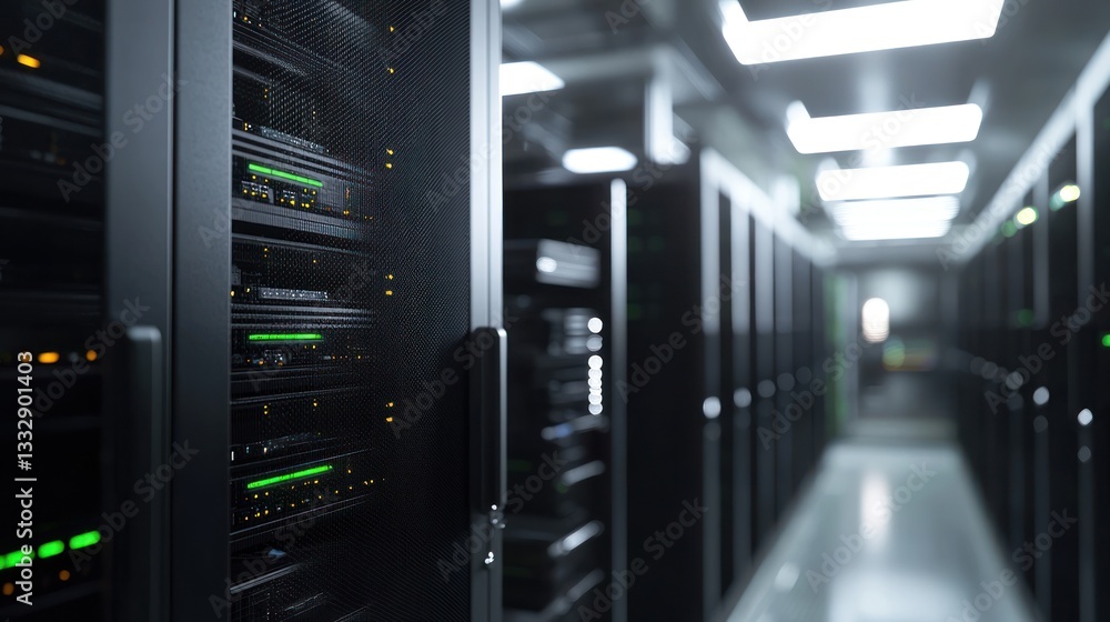 Modern Data Center Server Room: High-Tech Infrastructure Modern Data Center Server Room: High-Tech Infrastructure