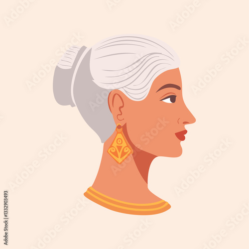 Side profile of a historical female aristocrat 