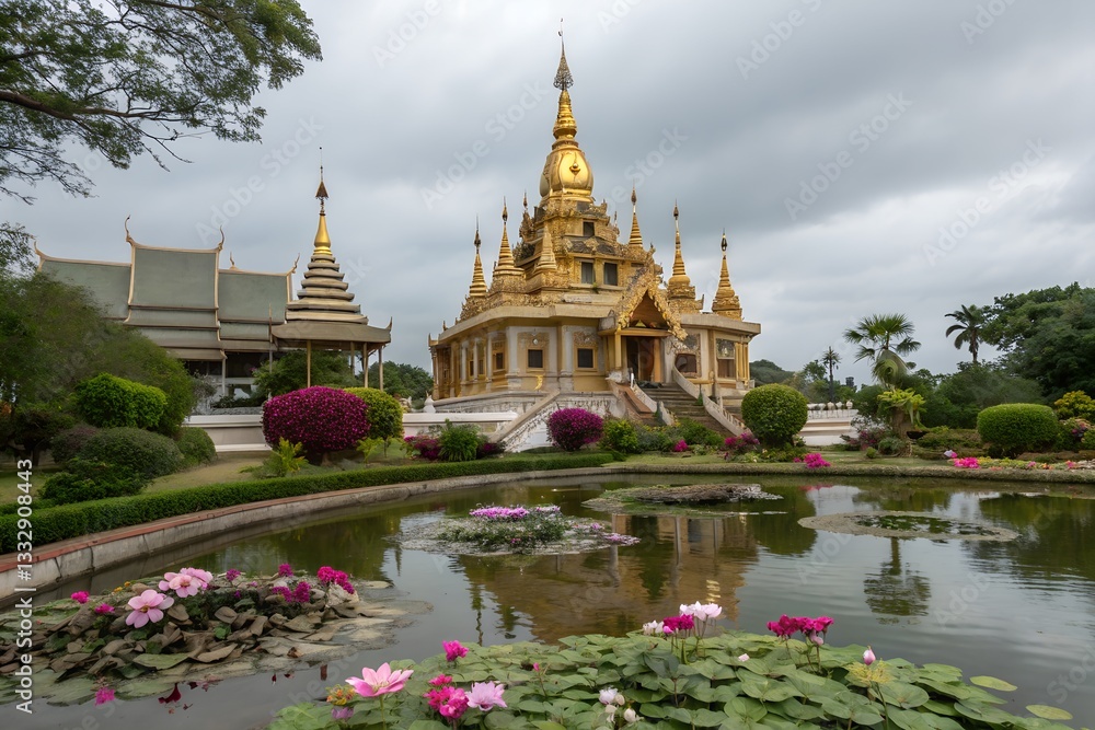 Naklejka premium A serene temple in the heart of Thailand.