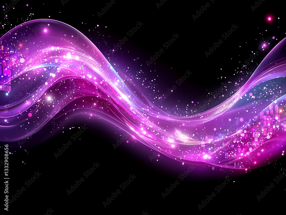 Fototapeta premium Abstract artistic rendering of glowing wavy lines and sparkling particles