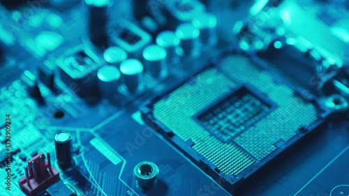 Macro footage of a desktop micro processor CPU slot  
