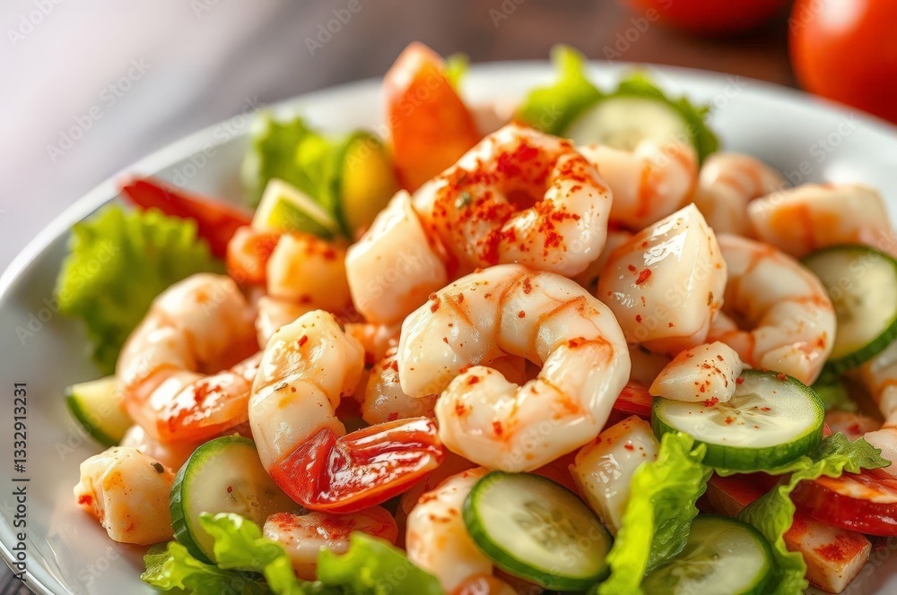 Elegant Seafood Salad Close-Up Elegant Seafood Salad Close-Up
