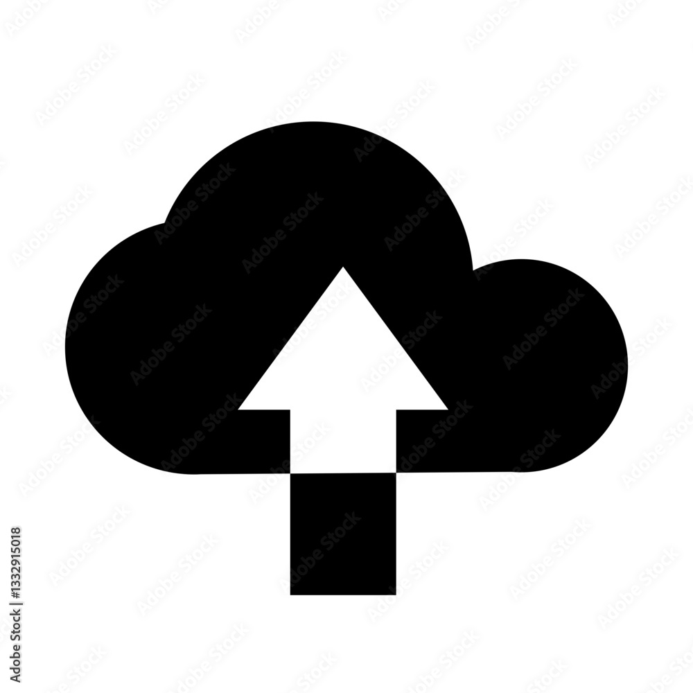 Icono de carga. Símbolo de almacenamiento en la nube con flecha hacia arriba en espacio negativo Icono de carga. Símbolo de almacenamiento en la nube con flecha hacia arriba en espacio negativo