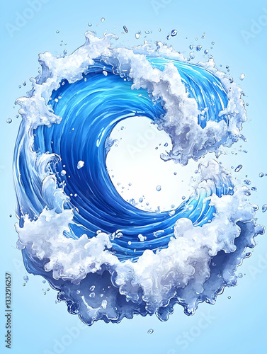 Abstract swirling water wave graphic design, use for digital media, posters, or print media