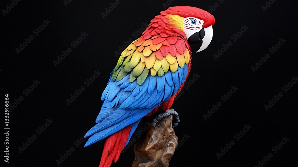 Obraz premium Colorful parrot sculpture. Detailed feathered design