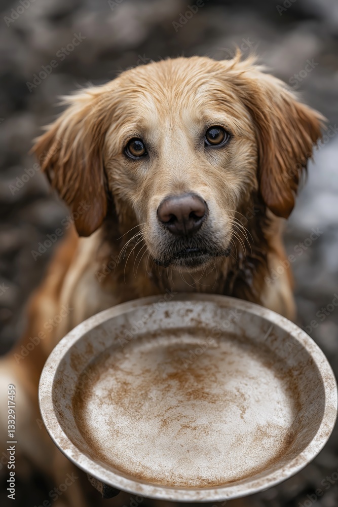 Obraz premium Stray Golden Retriever with Pleading Eyes