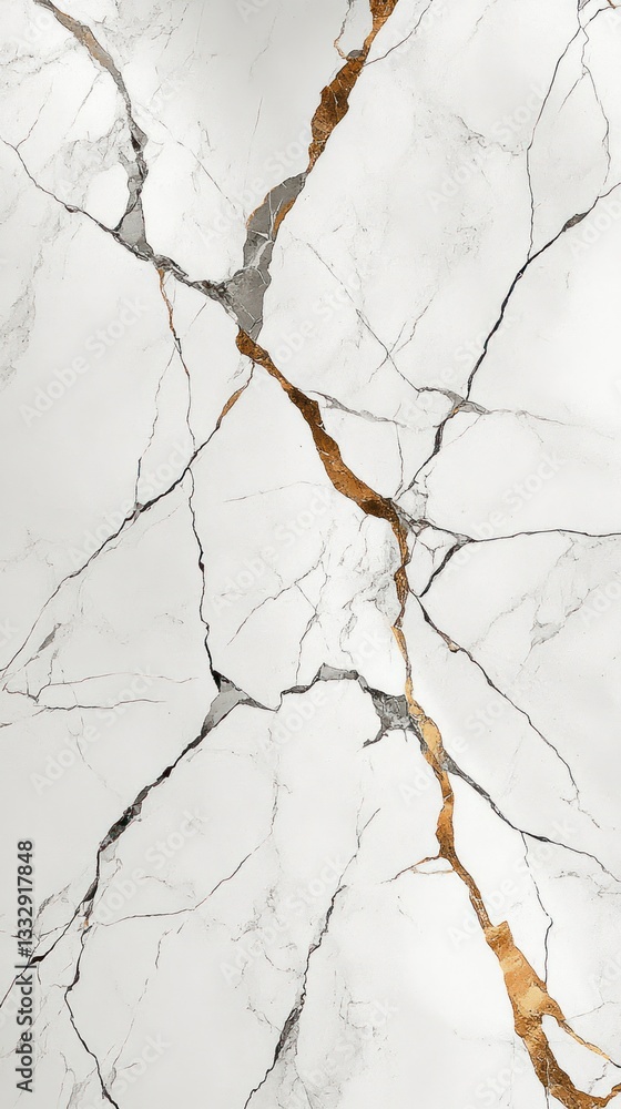 Fototapeta premium Elegant white marble with gold cracks