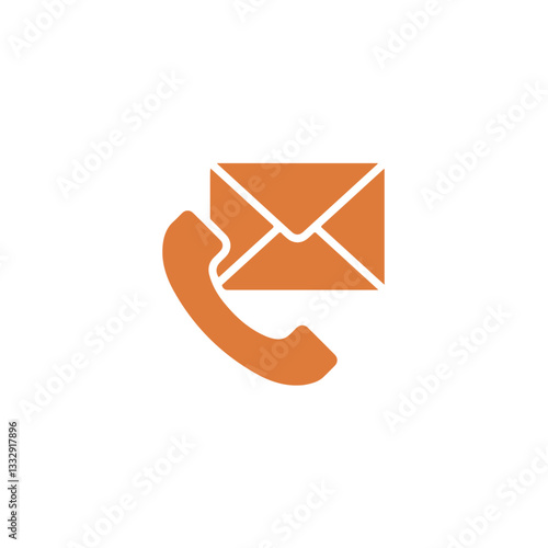 Minimalist orange contact icon with phone and email symbols for customer support, communication, and business contact concepts

