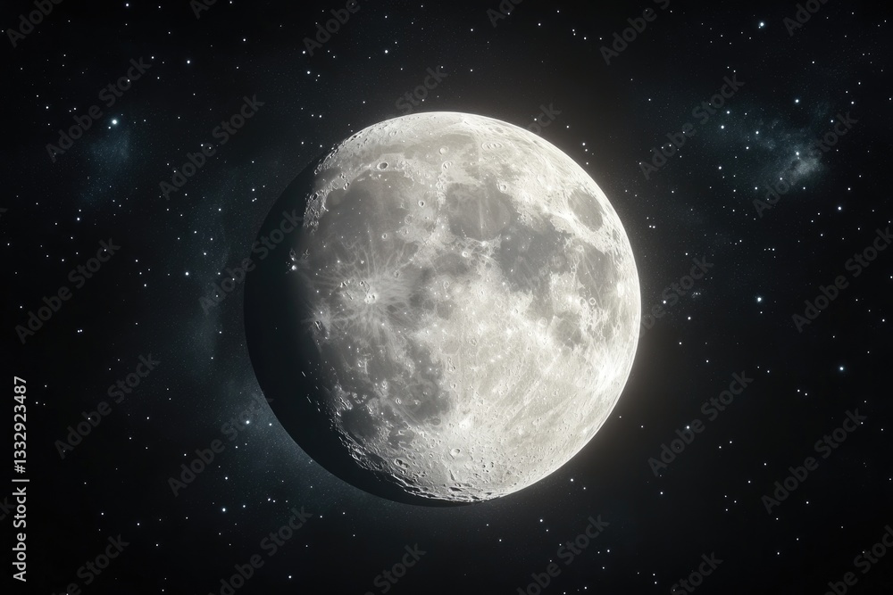 Crescent moon in night sky with stars Crescent moon in night sky with stars
