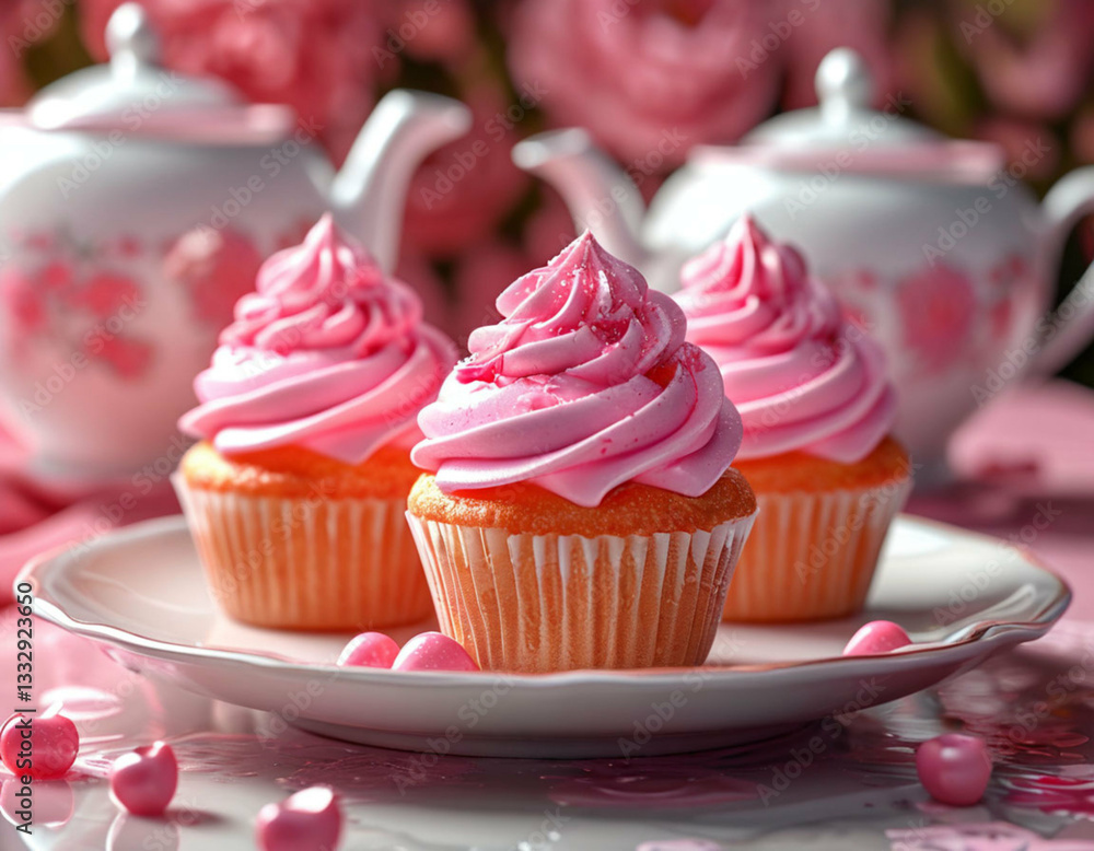 cupcake with pink icing cupcake with pink icing