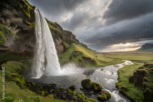 A majestic waterfall in Iceland.