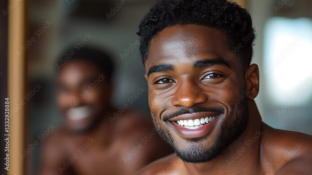 A smiling black man is looking directly at the camera A smiling black man is looking directly at the camera