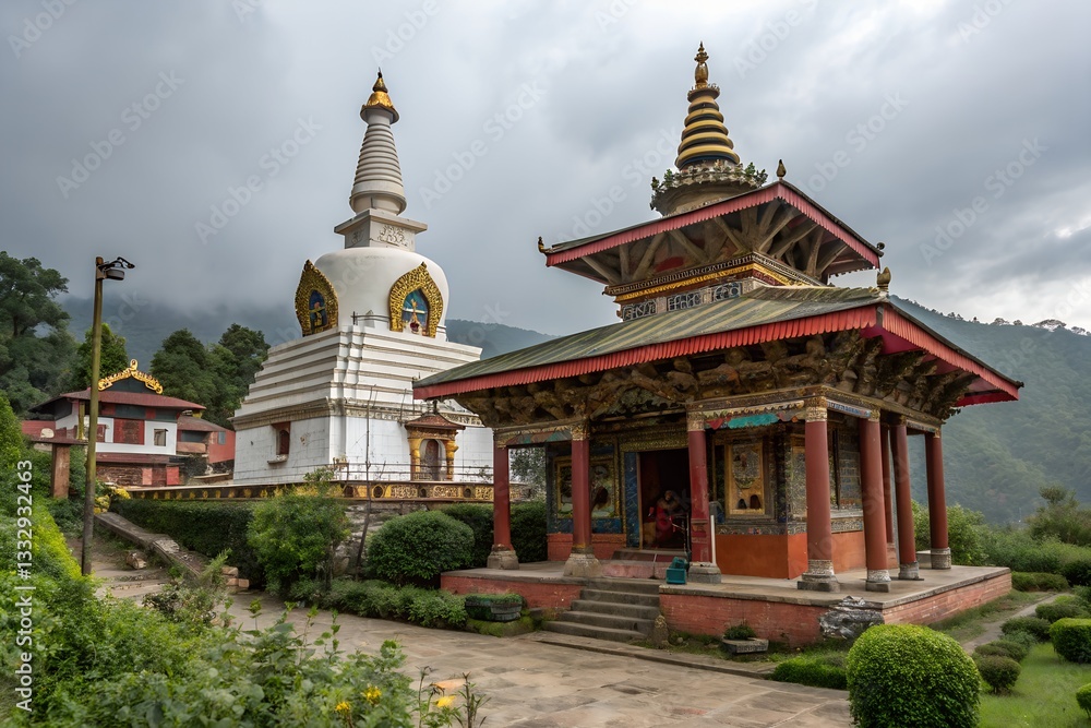 A famous Buddhist temple in Nepal. A famous Buddhist temple in Nepal.